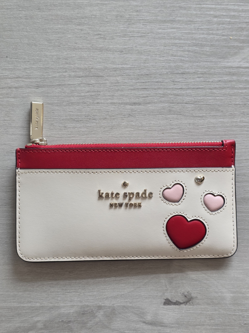 Kate Spade Heart Zip Wallet - Red, Pink, Cream
